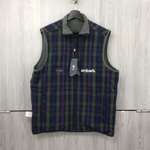 William Murray Reversible Vest Men's Large Green Plaid Zip Golf Performance Logo